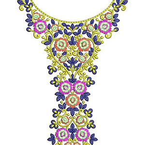 Frill Neck Floral Maxi Dress Neck Embroidery Design