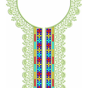 German Folk Geometric Neckline Embroidery Design