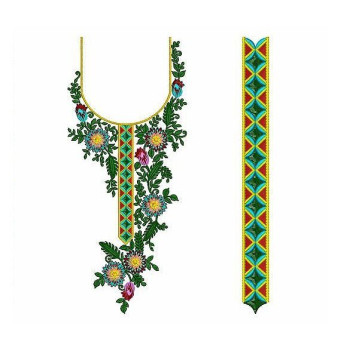 Asymmetrical Floral Embroidery Design