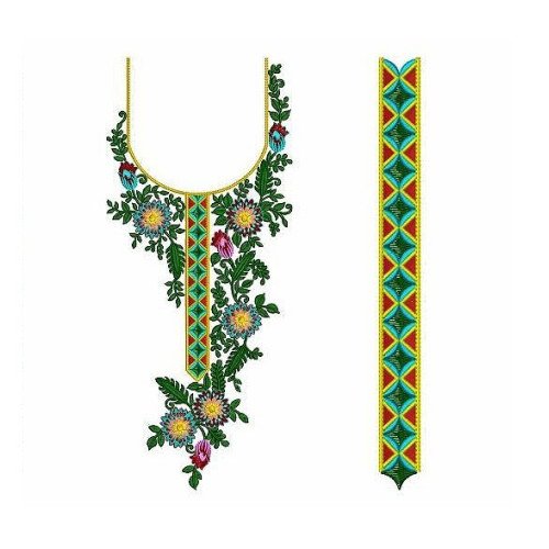 Asymmetrical Floral Embroidery Design