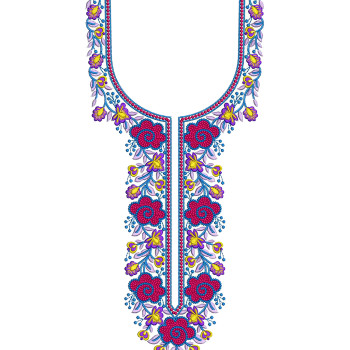 Indigo Rose Placket Embroidery Design