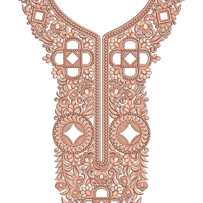Ornate Symmetrical Floral Medallion Embroidery Design