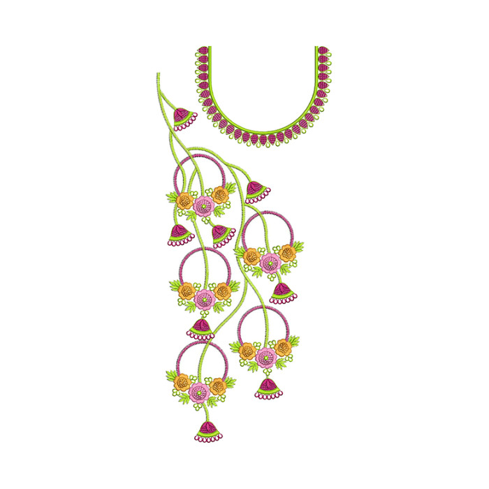 Jumka Neck Embroidery Design