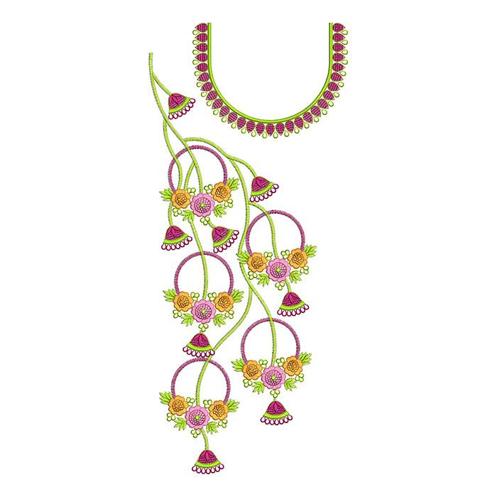 Jumka Neck Embroidery Design