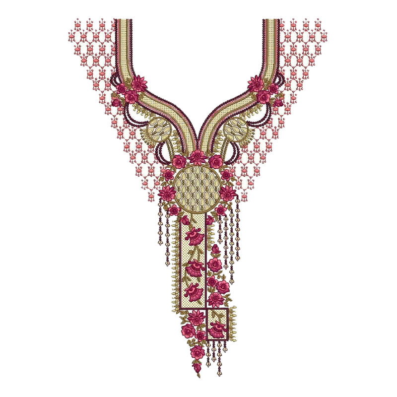 Kaftan Neck Embroidery Design