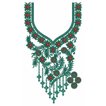 Garnet Vine Neck Embroidery Design