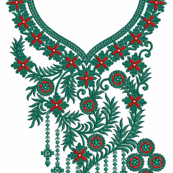 Garnet Vine Neck Embroidery Design