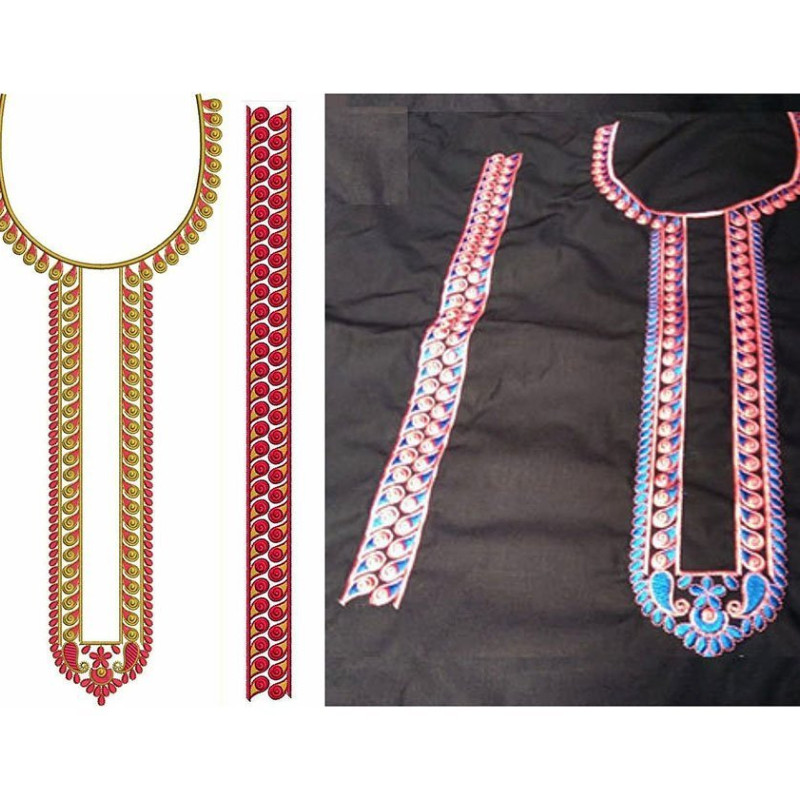 Kenya African Caftan Men's Neck Embroidery Design 21490