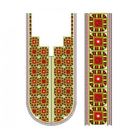 Kuchh Work Style Neck Embroidery