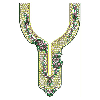 Chartreuse Weave Neck Embroidery Design