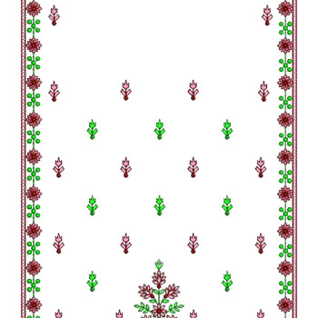 Maroon Garden Border Embroidery Design