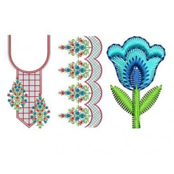 Azure Tulip Embroidery Design