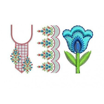 Azure Tulip Embroidery Design