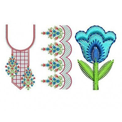 Azure Tulip Embroidery Design