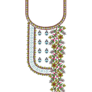 Long Neck stylish floral Embroidery Design