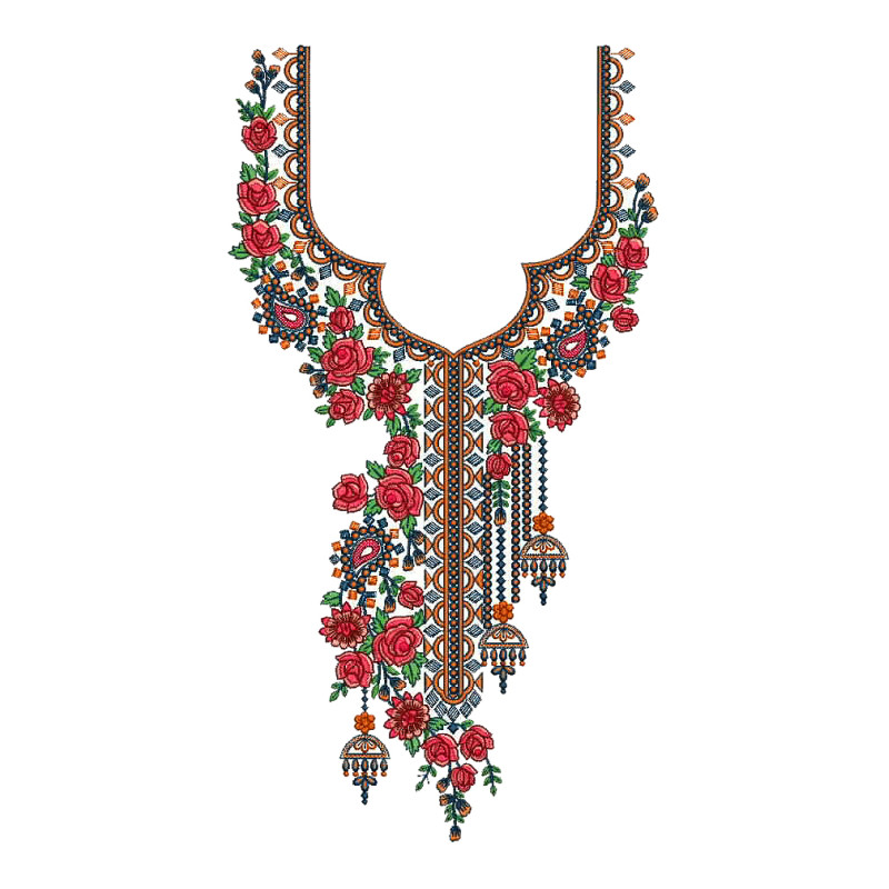 Long Salwar Neck Embroidery Design