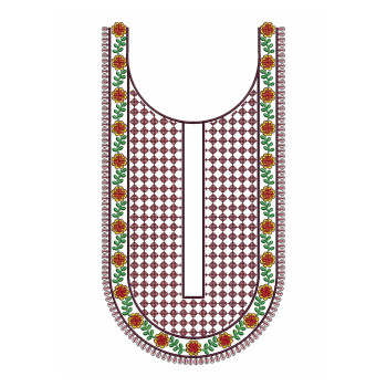 Long U Neck Embroidery Design