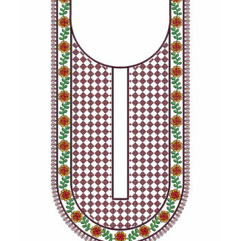 Long U Neck Embroidery Design