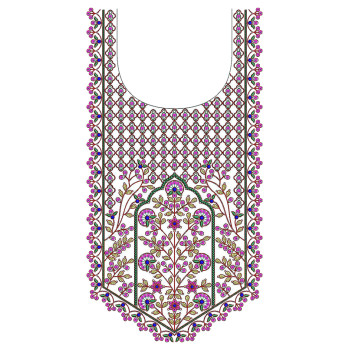 Palace Archway Floral Embroidery Design