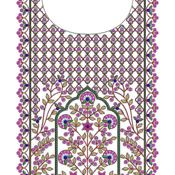 Palace Archway Floral Embroidery Design