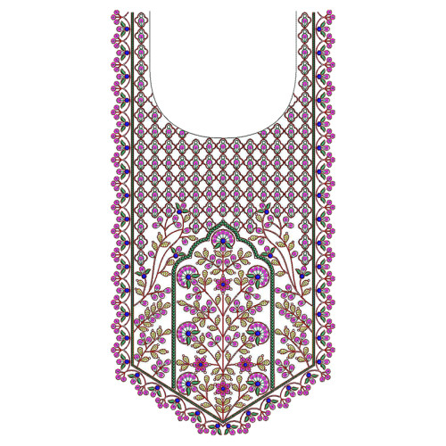 Palace Archway Floral Embroidery Design