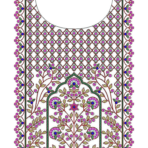 Palace Archway Floral Embroidery Design