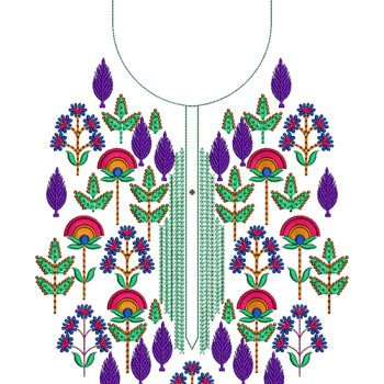Plum & Teal Grove Embroidery Design