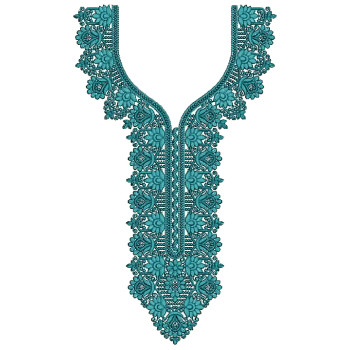 Teal Trellis Neck Embroidery Design