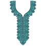 Teal Trellis Neck Embroidery Design
