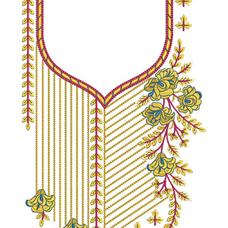 Multi Flower Neck Embroidery Design