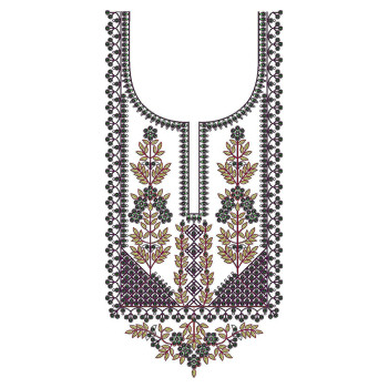 Heirloom Patchwork Neck Embroidery Design