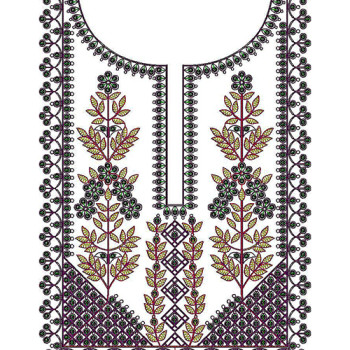 Heirloom Patchwork Neck Embroidery Design