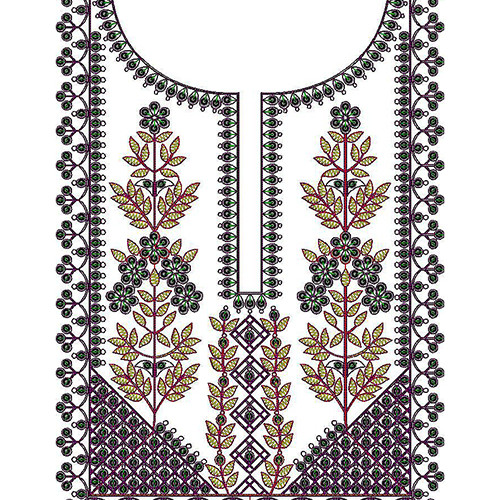 Heirloom Patchwork Neck Embroidery Design