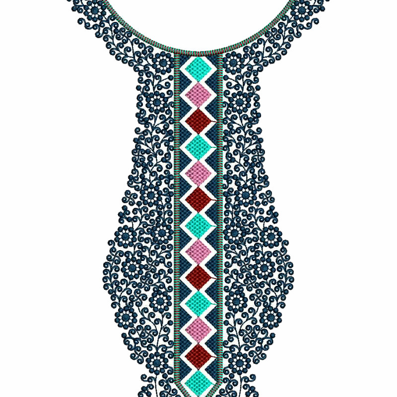 The Persian Sash Neck Embroidery Design