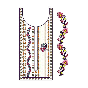 Neck With Sleeve Embroidery Design