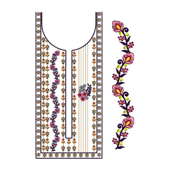 Neck With Sleeve Embroidery Design