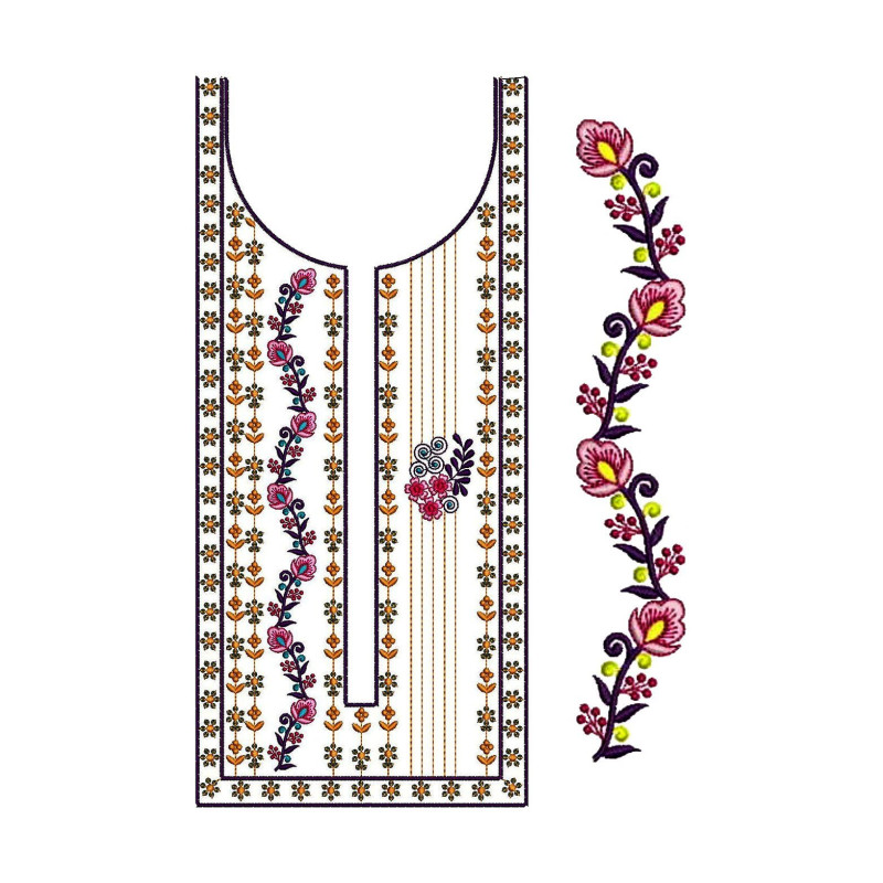Neck With Sleeve Embroidery Design