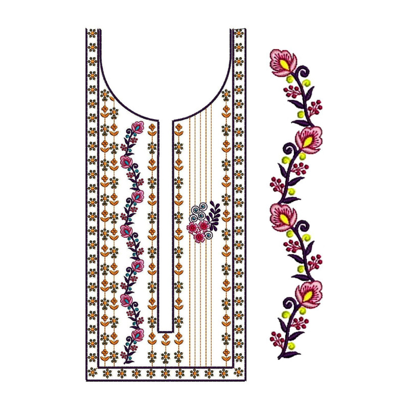Neck With Sleeve Embroidery Design