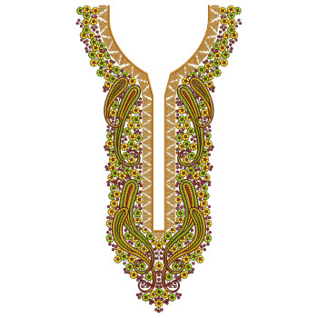 Paisley Neck Embroidery Design
