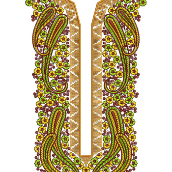 Paisley Neck Embroidery Design