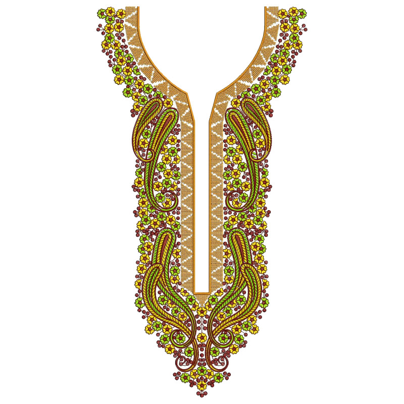 Paisley Neck Embroidery Design