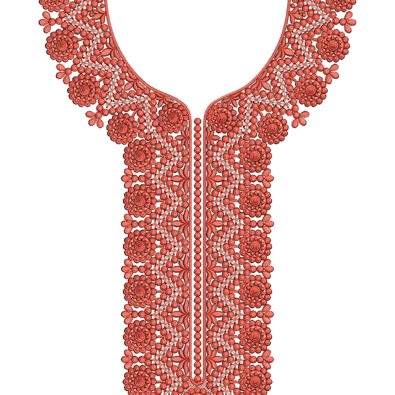 Pink Thread Neck Embroidery Design