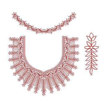 Redwork Embroidery Neck For Cotton Tops