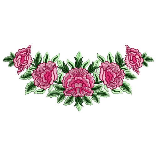 Rose Flower Boat Neck Embroidery Design