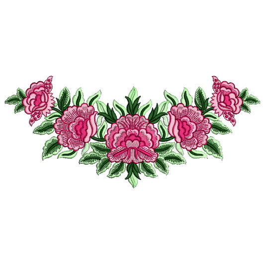 Rose Flower Boat Neck Embroidery Design