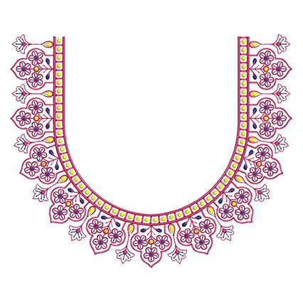 Round Neck Embroidery For Blouse