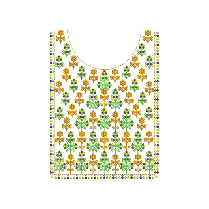 Banjara Booti Neck Embroidery Design