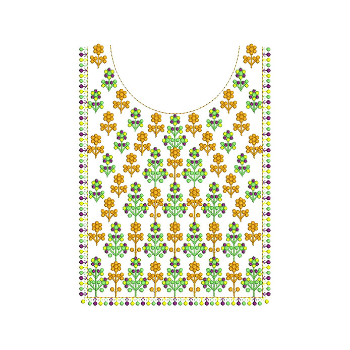 Banjara Booti Neck Embroidery Design