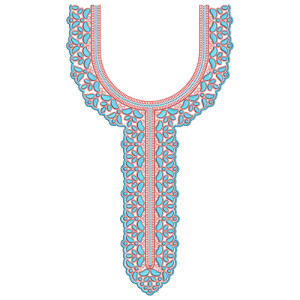 Stylized Scalloped Floral Neck Design Embroidery Design