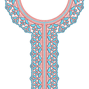 Stylized Scalloped Floral Neck Design Embroidery Design